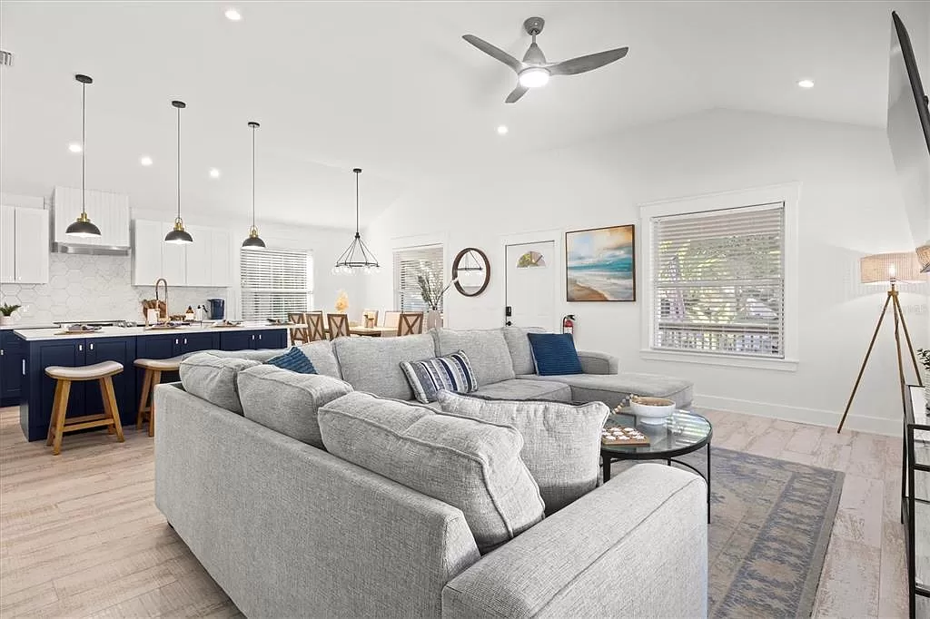 The navy and white kitchen with island