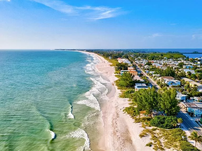 Aerial view of Anna Maria Island's Gulf coast